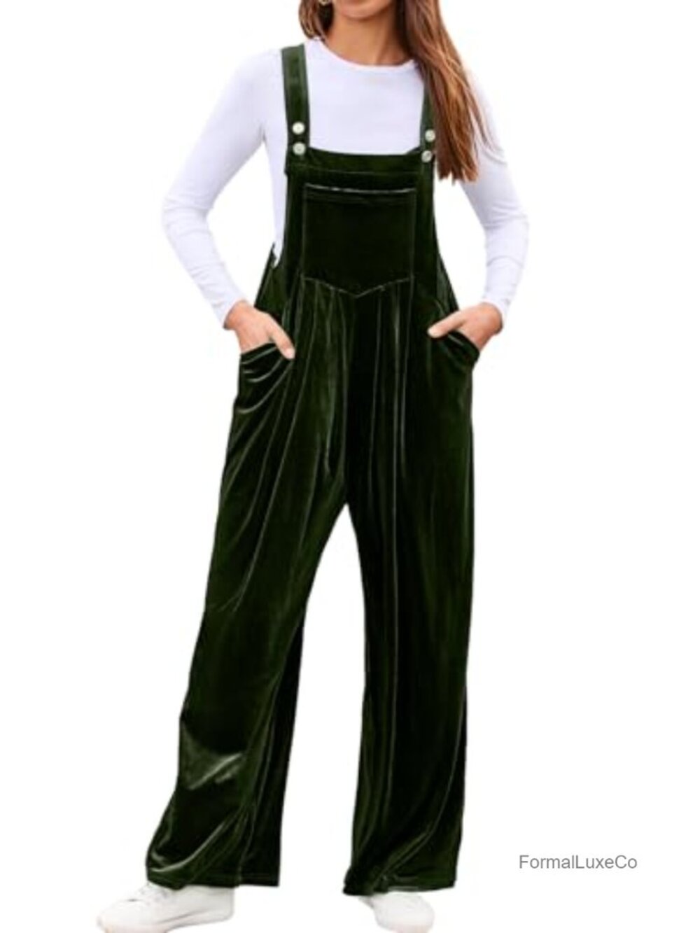 Velvet Sleeveless Loose Jumpsuit Dressy Wide Leg Overalls Pockets Romper